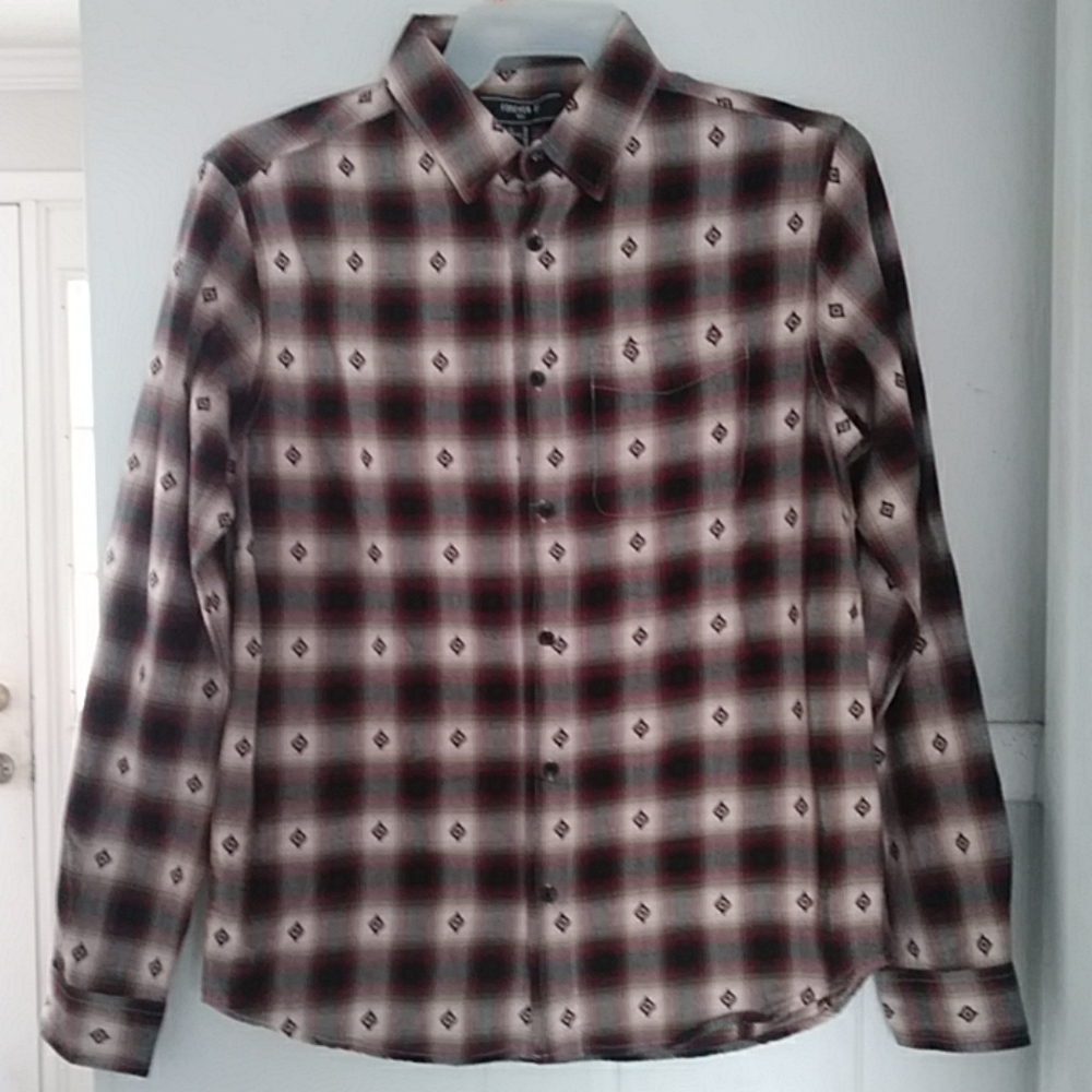 NWT Forever 21 taupe burgundy plaid shirt